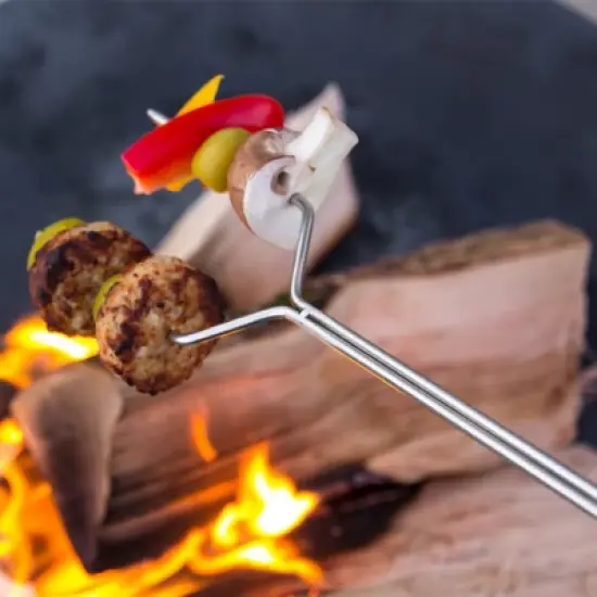 Petromax Campfire Roasting Stick Skewer with Adjustable Handle Straight Prongs LS1, Extends up to 36 inches image {2}