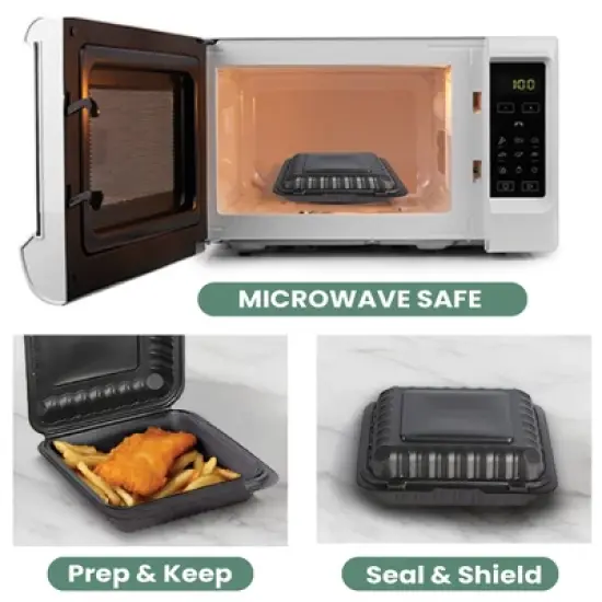 Northlight 150-Count Single Compartment Hinged Black Meal Prep/Take Out Containers - 9" image {5}