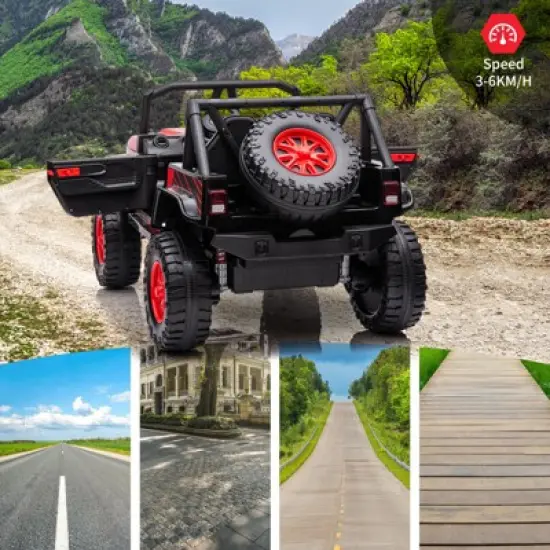 24V 2-Seater Kids Ride On Truck Car with Remote Control, Powered Electric Vehicles, 2WD Dual Motors Vehicle with LED Light Music for Boys and Girls image {4}