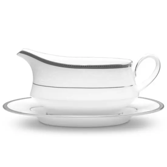 Noritake Regina Platinum Gravy Boat with Tray image {2}