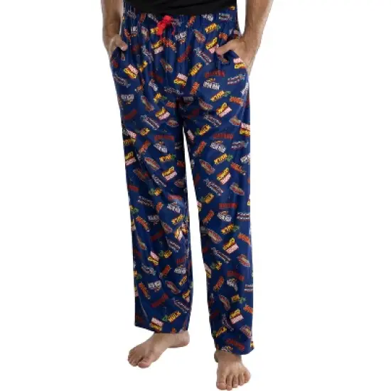 Marvel Comics Mens' Superhero Logo Titles Loungewear Pajama Pants Blue image {3}