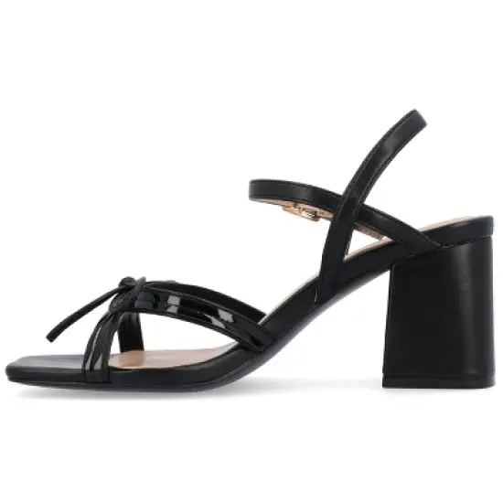 Journee Collection Womens Issmia Two Tone Covered Block Heel Multi Strap Sandals image {1}