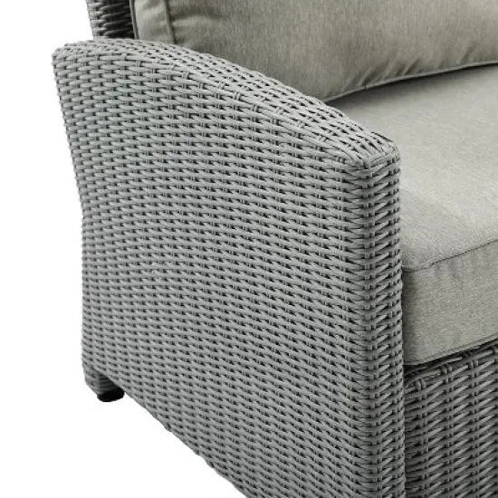 Bradenton 3pc Wicker Loveseat Set with Fire Table - Gray - Crosley image {5}