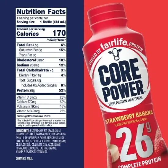 Core Power Strawberry Banana 26G Protein Shake - 14 fl oz Bottle image {5}