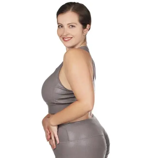 Memoi Women's Metallic Print Racerback Sports Bra with Removable Cups image {4}