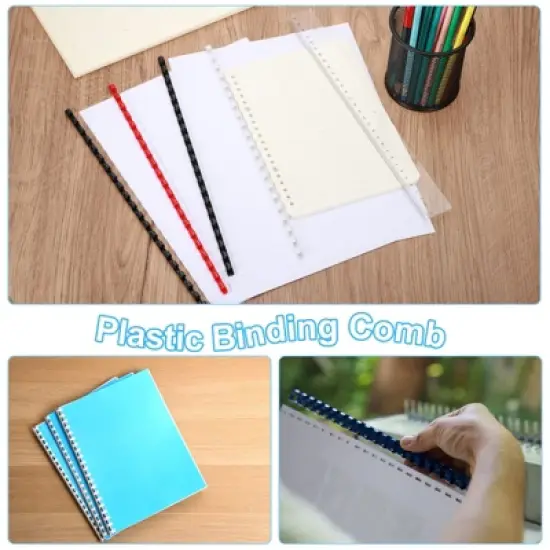 Unique Bargains Smooth Portable Plastic Rings Comb Binding Spines 10 Pcs image {3}