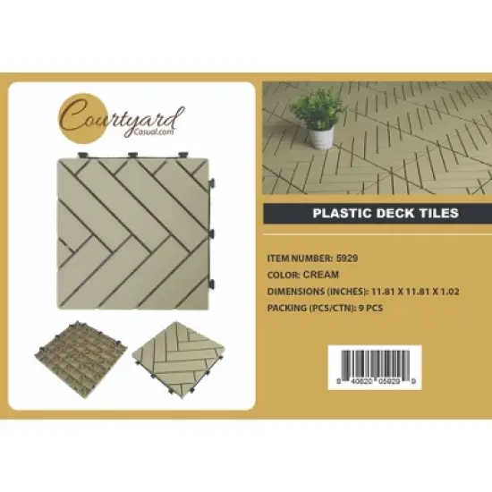 Courtyard Casual Plastic Deck Tiles - Herringbone Pattern Charcoal Gray Color Pack of 9 image {3}