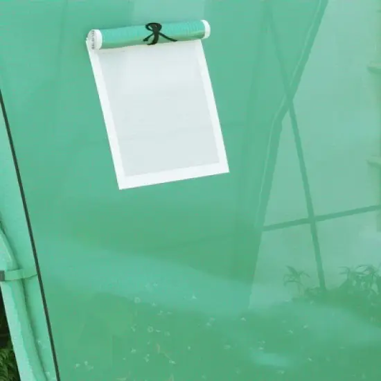 Outsunny 6' x 6' x 6.6' Hoop House Greenhouse with Sandbags and Hemmed PE Cover, Portable Walk-In Tunnel Green House with 2 Doors image {5}