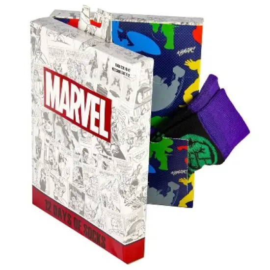 Marvel Avengers Men's 12 Days of Socks Crew and Ankle Character Designs 12-Pack Multicoloured image {1}