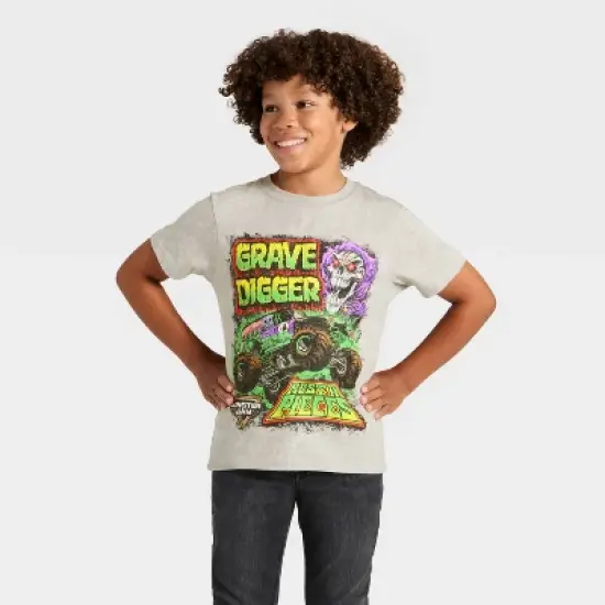 Boys' Monster Jam Grave Digger Short Sleeve Graphic T-Shirt - Gray image {4}
