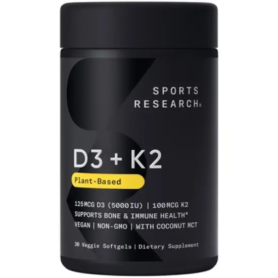 Sports Research D3 + K2, Plant-Based, 30 Veggie Softgels image {5}