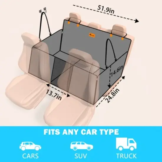 JOEJOY Back Seat Extender for Large Dogs - Hard Bottom Supports 330 lb, Oxford Waterproof Nonslip Dog Car Seat Cover image {5}