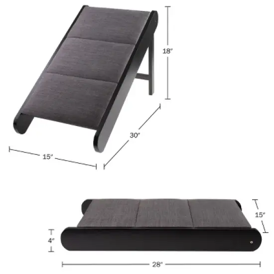 Pet Adobe Foldable Wooden Pet Ramp, Black/Gray image {6}