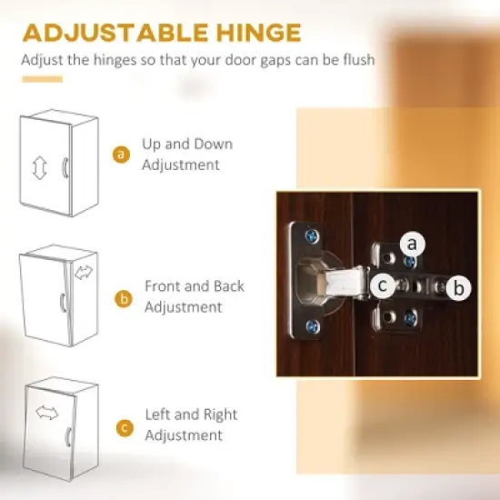 HOMCOM 72" Kitchen Buffet with Hutch, Freestanding Pantry Cupboard with Utility Drawer, Adjustable Hinge, Anti-tipping 2 Cabinet and Countertop, Brown image {4}