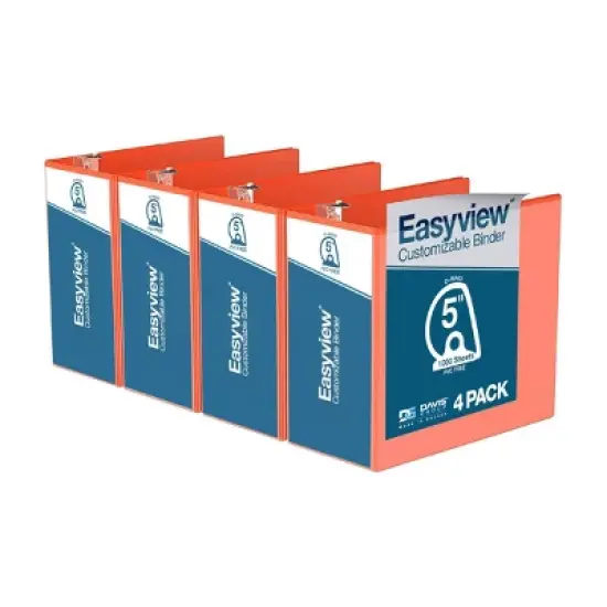 Davis Group 4pk 5" Premium Economy Angled D-Ring Binder Orange: Easyview, 4in, 700 Sheet Capacity, Hard Cover, 2 Pockets image {8}