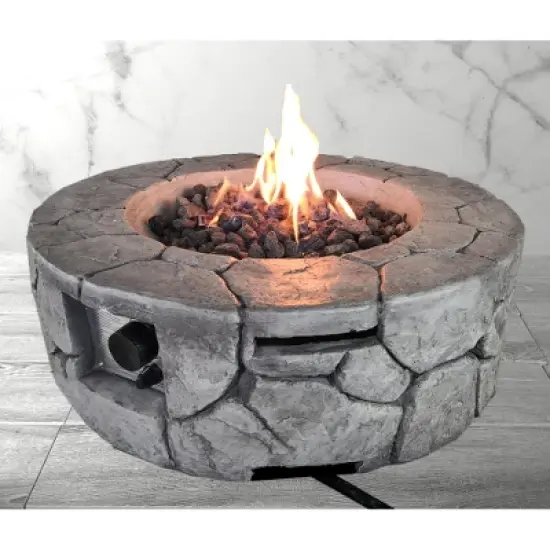 28 inch Fiber Reinforced Concrete Outdoor Fire Pit, 40,000 BTU, Round Gray, Propane or Natural Gas Compatible image {3}