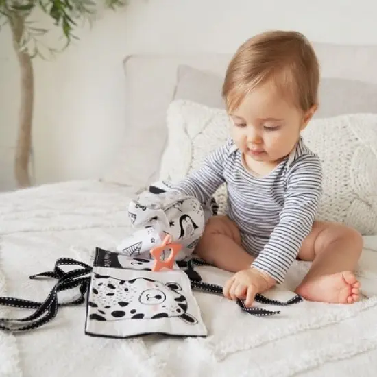 Tummy Time Toys Set: High Contrast Book, Toy Block, Crinkle Paper & Teether - Sensory Development Toys for Newborns & Infants 0-6 Months image {3}