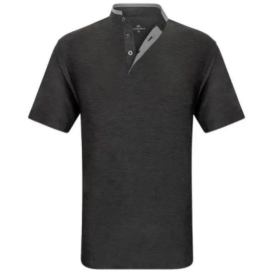 Men's Short Sleeve Henley Polo Shirt with Contrast-Trim image {11}