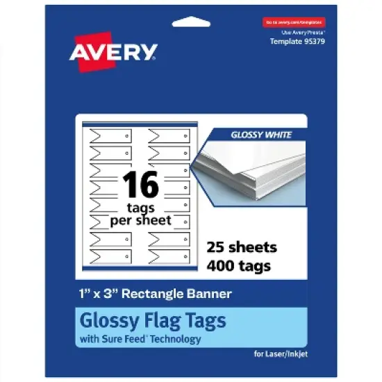 Avery Banner Rectangle Flag Tags, 1" x 3", Glossy White, 400 Total image {9}