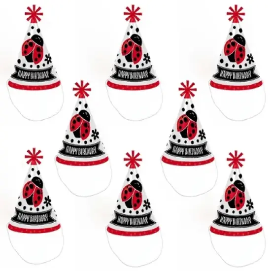 Big Dot of Happiness Happy Little Ladybug - Cone Happy Birthday Party Hats for Kids and Adults - Set of 8 (Standard Size) image {5}