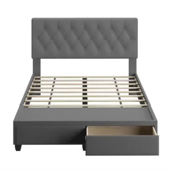 Henley Linen Tufted Upholstered Platform Bed with Storage Drawers - Eco Dream image {8}