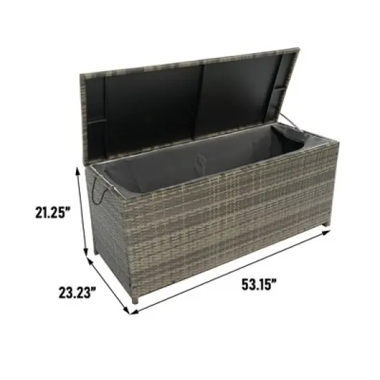 WELLFOR 113 gal Rattan Patio Deck Box Gray image {8}