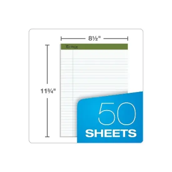 Earthwise by Ampad Recycled Writing Pad 8 1/2 x 11 3/4 White Dozen 20172 image {2}