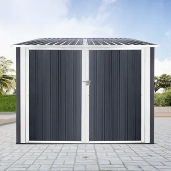 Bicycle Outdoor Steel Storage Shed ,Stores 4 Bikes,Grey image {8}