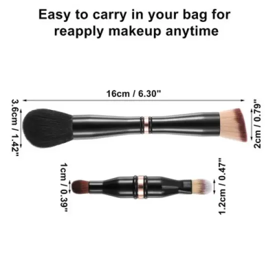 Unique Bargains 4 in 1 Makeup Brush Set Slant Foundation Brush Concealer Brush Plastic Handle Black 6.3Inches Height 1 Set image {2}