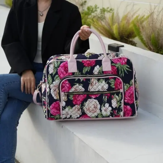 MKF Collection Jayla Quilted Cotton Botanical Pattern Women&rsquo;s Duffle Bag by Mia K image {3}