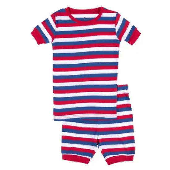 Kids Short Sleeve Striped Cotton Pajamas   image {7}