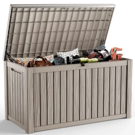 Kumasinova 180 Gal Oversized Storage Deck Box for Outdoor Use,All Weather PP Resin,Garden Seat Storage Box,Waterproof,Seats 2 People image {7}