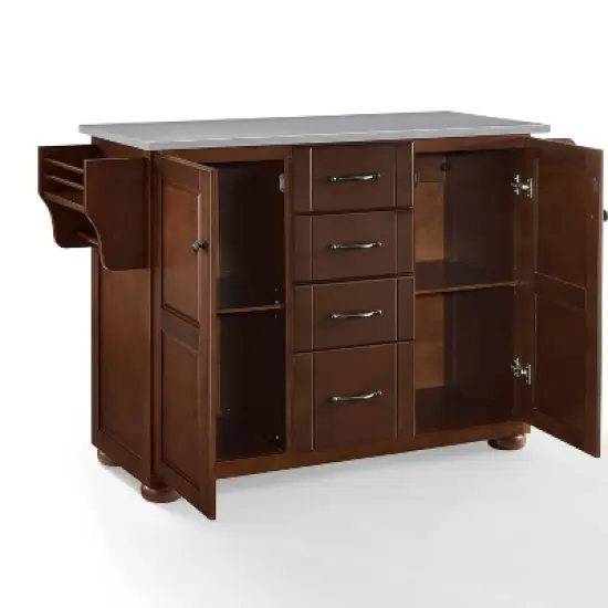 Eleanor Stainless Steel Top Kitchen Island Mahogany/Stainless Steel - Crosley image {11}