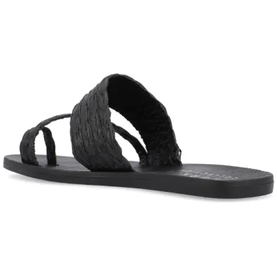 Journee Collection Womens Zindy Raffia Slip On Slide Sandal image {6}