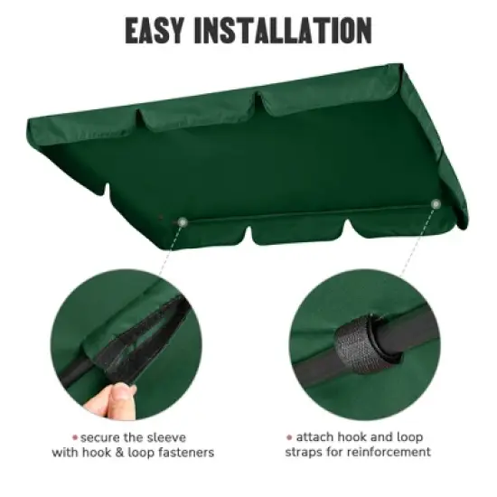 Yescom Replacement Swing Canopy UV30+ 180gsm Porch Top Cover Seat Patio Outdoor Green image {5}
