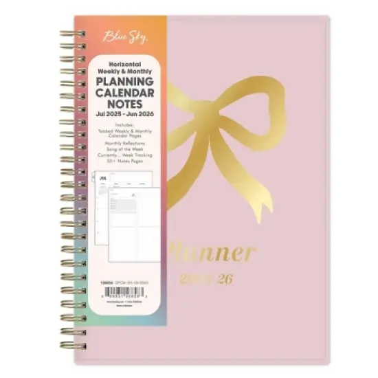 Blue Sky 5.875"x8.625" 2025-2026 Weekly/Monthly Wirebound Planner Printed Keke Pink Bow image {2}