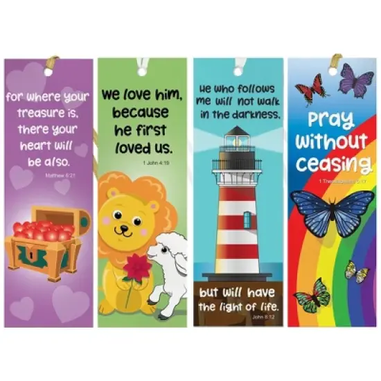 Faithful Finds 72 Pack Christian Bookmarks Bulk, Religious Scripture, 12 Bible Verse Quotes for Kids, 6 x 2 In image {2}