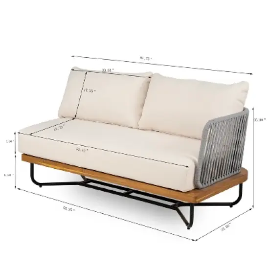 Christopher Knight Home Lucca Outdoor Acacia Wood Rope Woven Right Arm Sectional Sofa image {2}