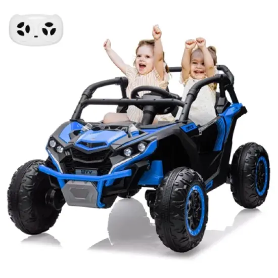 Ride on Car for Kids, 24V 2 Seater Powered Electric Off-Road UTV Toy,4WD Electric Vehicle with Remote Control,LED3 Speeds,Horn, Music image {8}