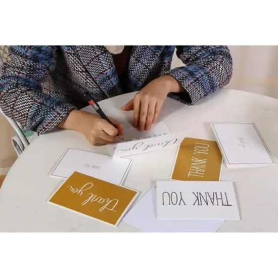 48 Pcs Thank You Cards Bulk Set, Black & Gold Thank You Notes with Envelopes image {2}