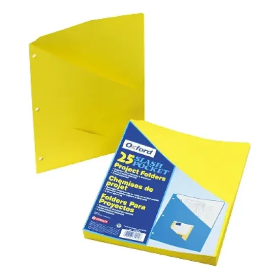 Pendaflex Essentials Essentials Slash Pocket Project Folders 3 Holes Letter Yellow 25/Pack 32909 image {1}