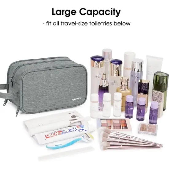 Narwey Travel Toiletry Bag with Brush Compartments for Men and Women image {3}
