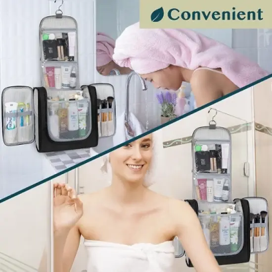 PAVILIA Toiletry Bag Travel Women Men, Hanging Water Resistant Makeup Accessories Cosmetic Organizer Large Essential Kit image {5}