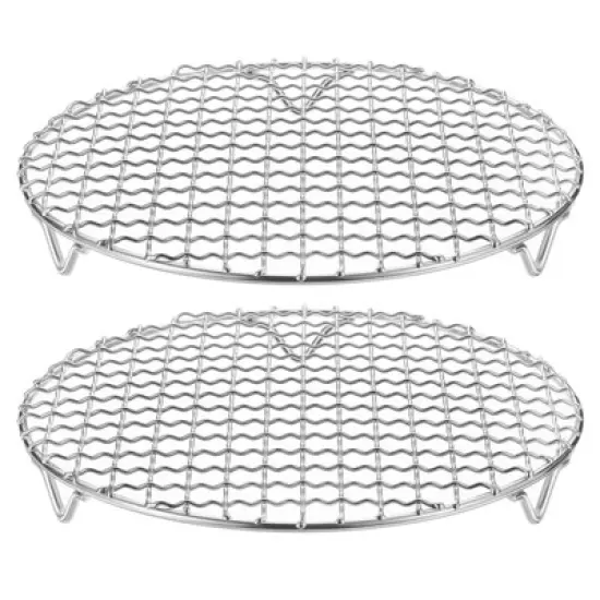 Unique Bargains Stainless Steel Round Cross Wire Barbecue Grill with Legs image {43}