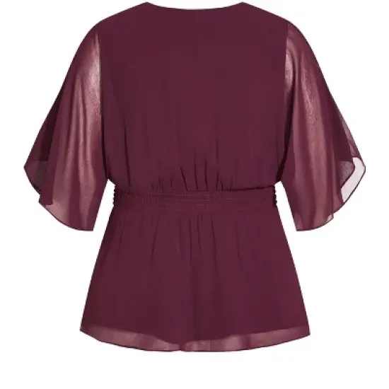 Women's Plus Size Elegant Wrap Top - spiced plum | CITY CHIC image {5}