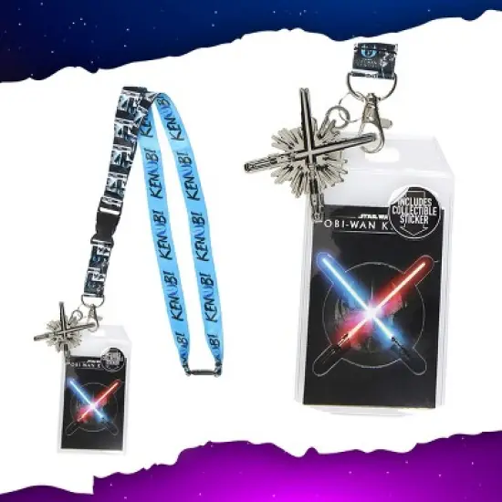 Star Wars Obi-Wan Kenobi ID Lanyard Badge Holder With Metal Light Saber Charm image {5}