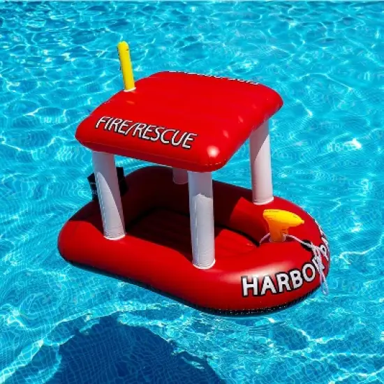 Zone Tech Inflatable Pool Floats &ndash; 2 Sizes Fire Rescue Inflatable Boat Pool Float Ride On with Water Toy Squirter , Pool Raft for Kids and Toddler image {8}