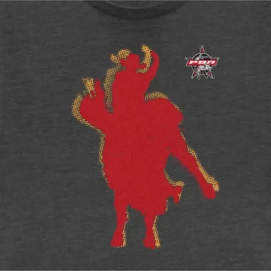 Junior's Professional Bull Riders Red Cowboy Silhouette Festival Muscle Tee image {1}