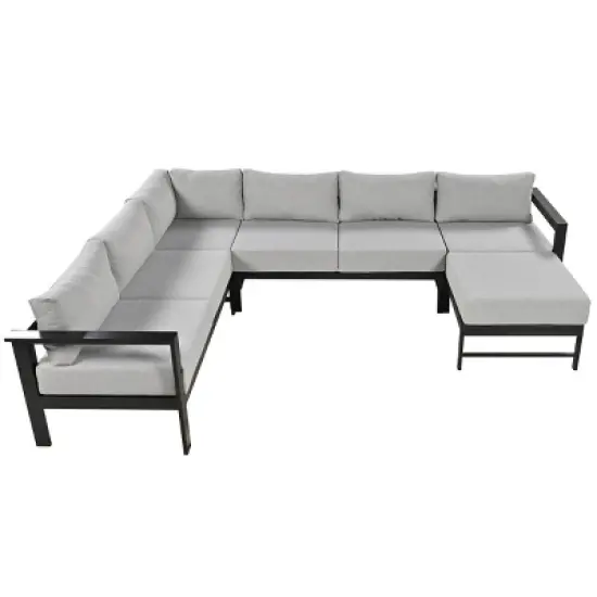 U-shaped 4-Piece Patio Sofa With Cushions,Corner Sectional Seats With Aluminum Frame,Outdoor Furniture -Maison Boucle image {5}