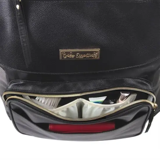 Baby Essentials Vegan Leather Diaper Bag - Black image {7}